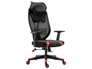 Aodrova Office Chair Gaming Chair with Extra Large Bionic Headrest, Breathable Mesh Office Chair with Ergonomic Lumbar Support and Adjustable 3D Armrests (Red)