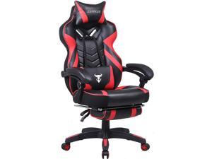 Zeanus Big and Tall Gaming Chair, Ergonomic Gaming Chair with Footrest, Gaming Chair with Massage, Computer Gaming Chair for Adults, Reclining Desk Gaming Chair, High Back Racing Chair (Red)