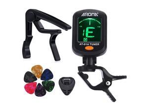 AROMA Tuner Clip on Chromatic Guitar Bass Violin Ukulele Include Guitar Capo and Picks and Holder (Tuner+Capo) AROMA Tuner Clip on Chromatic Guitar Bass Violin Ukulele Include Guitar Capo and Picks and Holder (Tuner+Capo)