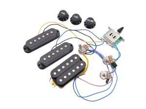 ST Electric Guitar Pickup Wiring Harness Prewired 5-Way Switch 2T1V Control SSH Pickup for Black ST Electric Guitar Pickup Wiring Harness Prewired 5-Way Switch 2T1V Control SSH Pickup for Black