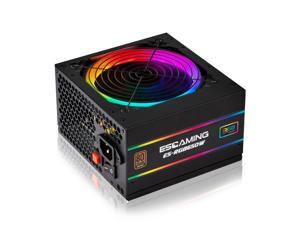 ESGAMING 650W Power Supply, 80 Plus Bronze Certified PSU, Gaming PC Power Supply with Addressable RGB Light