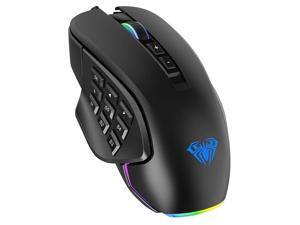 AULA RGB Gaming Mouse with Side Buttons Macro Programming 10000 DPI Adjustable 14 Key Wired USB Backlit Mouse for Desktop Laptop - H510 Black AULA RGB Gaming Mouse with Side Buttons Macro Programming 10000 DPI Adjustable 14 Key Wired USB Backlit Mouse for Desktop Laptop - H510 Black