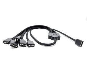 Micro Connectors Premium Sleeved 3-Pin 1 to 5 Addressable (ARGB) Splitter Cable – 70cm Black Micro Connectors Premium Sleeved 3-Pin 1 to 5 Addressable (ARGB) Splitter Cable – 70cm Black