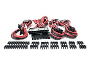 Micro Connectors Premium Sleeved PSU Cable Extension Kit (Red/Black) Micro Connectors Premium Sleeved PSU Cable Extension Kit (Red/Black)