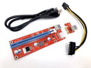 Micro Connectors PCIe 6-Pin 16x to 1x Powered Riser Adapter Card (Red) Micro Connectors PCIe 6-Pin 16x to 1x Powered Riser Adapter Card (Red)