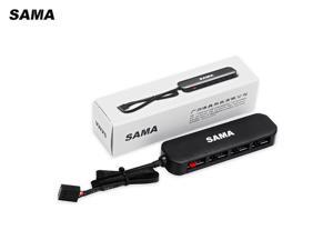 SAMA PWM Fan Hub, Supports up to 4 Fans (3-pin or 4-pin), 4 Way Splitter Sleeved PWM Fan Splitter Hub Adapter Cable for Desktop Computer Cooler Case Fans SAMA PWM Fan Hub, Supports up to 4 Fans (3-pin or 4-pin), 4 Way Splitter Sleeved PWM Fan Splitter Hub Adapter Cable for Desktop Computer Cooler Case Fans