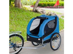 Pet Bike Trailer Dog Cat Travel Carrier Foldable Blue Pet Bike Trailer Dog Cat Travel Carrier Foldable Blue