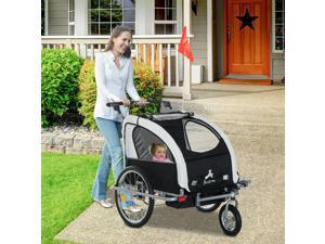 3in1 Double Child Baby Bike Bicycle Trailer Stroller Jogger - Black/White 3in1 Double Child Baby Bike Bicycle Trailer Stroller Jogger - Black/White
