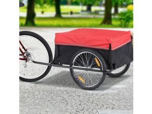 Bicycle Cargo Trailer Cart Carrier Garden Use w/ Cover, Black/Red Bicycle Cargo Trailer Cart Carrier Garden Use w/ Cover, Black/Red