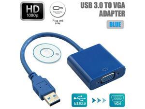 USB 3.0 to VGA Adapter Cable Converter Audio Video 1080P PC For TV HDTV Monitor USB 3.0 to VGA Adapter Cable Converter Audio Video 1080P PC For TV HDTV Monitor