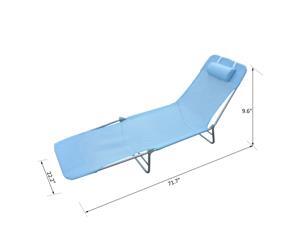 Adjustable Garden Sun Lounger Bed Chair Folding Seat Black w/ Headrest Adjustable Garden Sun Lounger Bed Chair Folding Seat Black w/ Headrest