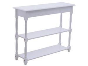 Wood Entryway Console Table w/ 2-tier Shelves Hallway Home Furniture White Wood Entryway Console Table w/ 2-tier Shelves Hallway Home Furniture White