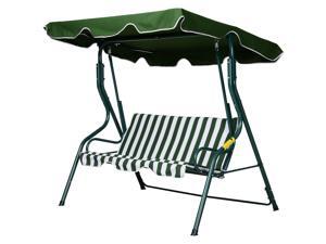 Outdoor Metal 3- seat Porch Swing Chair Po Garden Poolside Canopy, Stripes Outdoor Metal 3- seat Porch Swing Chair Po Garden Poolside Canopy, Stripes