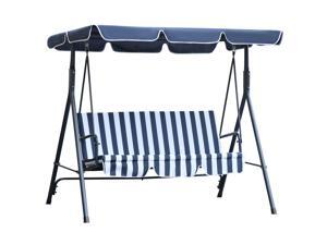 Outdoor 3-person Metal Porch Swing Chair Bench Canopy Blue Outdoor 3-person Metal Porch Swing Chair Bench Canopy Blue