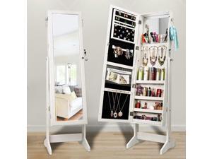 Jewelry Cosmetic Mirror Cabinet Storage Lockable Floor Standing Wooden Organizer Jewelry Cosmetic Mirror Cabinet Storage Lockable Floor Standing Wooden Organizer