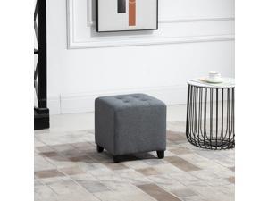 Tufted Ottoman Linen-Touch Fabric Upholstered Footstool Footrest Coffee Table Tufted Ottoman Linen-Touch Fabric Upholstered Footstool Footrest Coffee Table