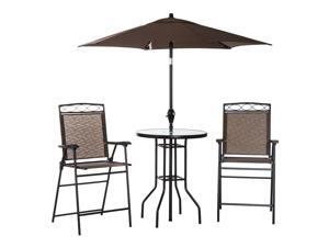 4pcs Po Sling Dining Set Folding Outdoor Furniture Umbrella Brown 4pcs Po Sling Dining Set Folding Outdoor Furniture Umbrella Brown