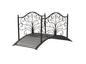 Garden 4FT Metal Garden Bridge Decorve Arc Bridge with Guardrails Garden 4FT Metal Garden Bridge Decorve Arc Bridge with Guardrails
