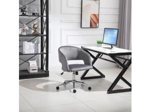 Leisure Office Chair Velvet Swivel Computer Desk Chair for Home w/ Wheel, Grey Leisure Office Chair Velvet Swivel Computer Desk Chair for Home w/ Wheel, Grey