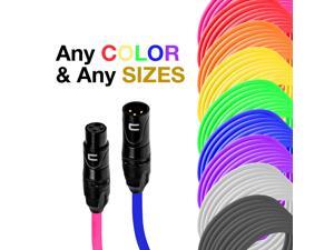 3-Pin XLR Male to Female Balanced Cable - Custom Length Color Mic Connector Cord - Professional Audio Premium Snake, Microphone, Mixer, Amp 3-Pin XLR Male to Female Balanced Cable - Custom Length Color Mic Connector Cord - Professional Audio Premium Snake, Microphone, Mixer, Amp