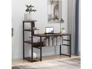 59" Home Office Computer Desk Large Modern Office Desk Study Writing Table Gaming Desk Workstation with 4-Tier Storage Shelves, Bookshelf and Tower Shelf Brown 59" Home Office Computer Desk Large Modern Office Desk Study Writing Table Gaming Desk Workstation with 4-Tier Storage Shelves, Bookshelf and Tower Shelf Brown