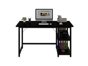 47’’ Modern Simple Style Home Office Computer Desk Study Desk Writing Desk with Reversible 2 Tiers Storage Shelves Black 47’’ Modern Simple Style Home Office Computer Desk Study Desk Writing Desk with Reversible 2 Tiers Storage Shelves Black