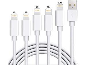 iPhone Charger Cable Mfi Certified 5 Pack (3/3/6/6/10) FT Lightning Charger Cable Fast Long USB Syncing Data Cords Compatible iPhone 12/11/XS/Max/XR/X/8/8Plus/7/7P/6/6S/iPad/iPod/IOS rosyclo