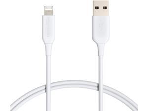 Amazon Basics ABS USB-A to Lightning Cable Cord MFi Certified Charger for Apple iPhone iPad White 6-Ft 2-Pack