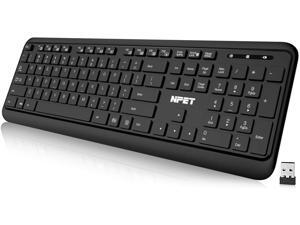 NPET WK10 2.4G Wireless Keyboard Ultra Slim Full Size Keyboard with Numeric Keypad Silent Ergonomic Computer Keyboard with Media Control for Desktop/PC/Laptop/Surface/Smart TV/Windows Devices NPET WK10 2.4G Wireless Keyboard Ultra Slim Full Size Keyboard with Numeric Keypad Silent Ergonomic Computer Keyboard with Media Control for Desktop/PC/Laptop/Surface/Smart TV/Windows Devices