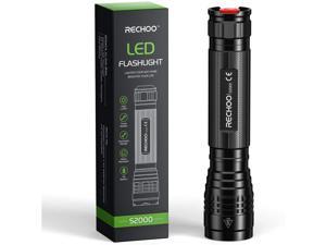 High-Powered LED Flashlight S2000 RECHOO Upgraded Powerful 2000 High Lumens Flashlights with 3 Modes Zoomable Water Resistant Flash Light for Camping Outdoor Emergency Hiking
