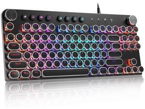 STOGA Typewriter Gaming Keyboard Mechanical with RGB Backlit Knobs 87 Keys Blue Switch Media Control Retro Round Keys Black STOGA Typewriter Gaming Keyboard Mechanical with RGB Backlit Knobs 87 Keys Blue Switch Media Control Retro Round Keys Black
