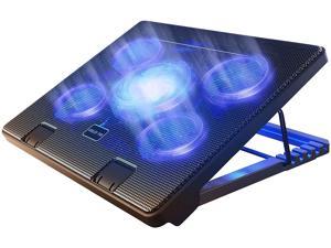 LEDMOMO Cooling Pad Laptops Cooler Pad Chill Mat with 5 Quiet Fans Strong Wind Speed for Playing Games and Office（Black）