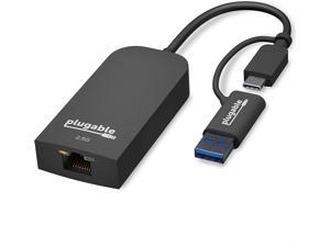 Plugable 2.5G USB C and USB to Ethernet Adapter 2-in-1 Adapter Compatible with USB C/Thunderbolt 3 or USB 3.0 USB-C to RJ45 2.5 Gigabit LAN Compatible with Mac and Windows