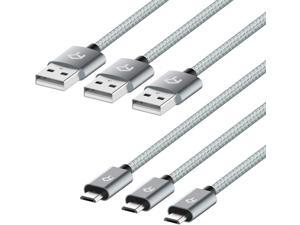 Micro USB Cable High Speed Data and Charging Nylon Braided Charger Cord 3-Pack 3 Feet