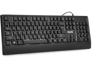 Mafiti Computer Office Keyboard Wired USB 104 Keys Full Size White Backlit Compatible PC Mac Laptop Desktop Windows Mafiti Computer Office Keyboard Wired USB 104 Keys Full Size White Backlit Compatible PC Mac Laptop Desktop Windows