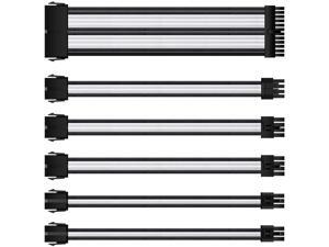 PSU Sleeved Cables Kit 4mm Sleeving Braided Computer ATX Sleeved Extension Cables 24-Pin/4+4-Pin EPS/6+2-Pin PCI-E/6-Pin Power Supply Cable Set 18AWG 30CM with Cable Combs (Blackwhite) PSU Sleeved Cables Kit 4mm Sleeving Braided Computer ATX Sleeved Extension Cables 24-Pin/4+4-Pin EPS/6+2-Pin PCI-E/6-Pin Power Supply Cable Set 18AWG 30CM with Cable Combs (Blackwhite)