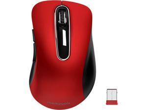 2.4G Wireless Mouse 1200 DPI Mobile Optical Cordless Mouse with USB Receiver Portable Computer Mice Wireless Mouse for Laptop PC Desktop MacBook 5 Buttons Red