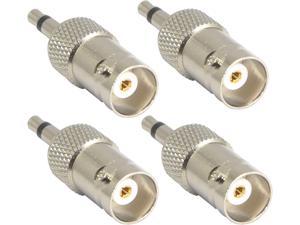 3.5mm Mono to BNC Adapter BNC Female Jack to 1/8 TS Male Plug Nickel-Pated Bidirection Connector for Antenna Radio CCTV DVR Camera and More (4 Pack)