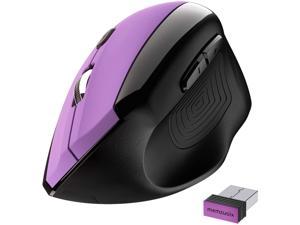 Memzuoix Wireless Ergonomic Mouse Upgraded 2.4G Optical Cordless Mice with 800 / 1200 /1600 DPI Vertical Computer Wireless Mouse for Laptop Mac PC Desktop (for Right Hand Large) Purple