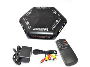 iKKEGOL 5 Ways 4 Port in 1 Out Video Audio S-Video Game AV Switch Box Selector with Remote Control Av-666d Black