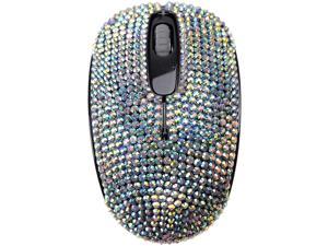 Pink SA@ Luxury Colorful Wireless Bling Austrian Crystal Rhinestone Flat PC USB Mouse Girls Gift