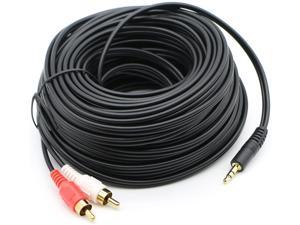 Pasow 3.5mm Stereo Male to 2RCA Male (Right and Left) RCA Audio Cable (100 Feet)