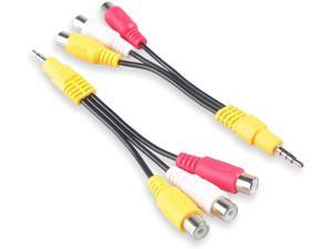 Conwork 2-Pack 3.5mm Stereo Male to 3 RCA Female Splitter Extension Cable for Audio Video AUX Port - 6 inch Long Conwork 2-Pack 3.5mm Stereo Male to 3 RCA Female Splitter Extension Cable for Audio Video AUX Port - 6 inch Long