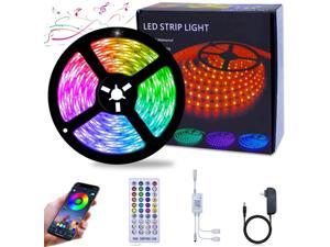 Led Strip LightsAMKI 16.4Ft IP65 Waterproof RGB Light Strip Kits with Remote for Room Bedroom TV Kitchen Desk Color Changing Led Strip SMD5050 with 3M Adhesive Tape12V Power Supply