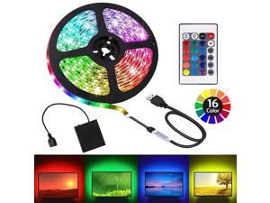 Flexible Color Changing RGB LED Light Strip,5050 3M/9.8FT 90 LEDs 5V Battery-Powered with Controller HIKENRI Battery Powered Led Strip Lights 