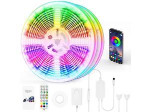 100 FT LED Strip Lights LED Lights for Bedroom 100 ft with Remote + Bluetooth APP Phone Controlled Color Changing Long Smart LED Light Strip (2 Rolls of 50ft RGB LED Strip Lights)-Sync with Music 100 FT LED Strip Lights LED Lights for Bedroom 100 ft with Remote + Bluetooth APP Phone Controlled Color Changing Long Smart LED Light Strip (2 Rolls of 50ft RGB LED Strip Lights)-Sync with Music