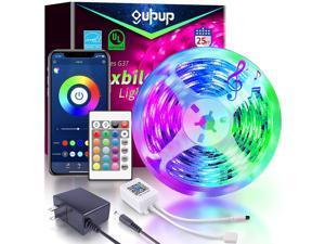 LED Lights Bluetooth 25ft GUPUP LED Smart Strip Lights 5050 RGB Color Changing LED Strip Lights 25ft Sync to Music LED Lights for Bedroom Controlled by Bluetooth APP and 24-Key Remote