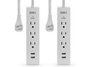 GWJ Power Strip Surge Protector with 3 AC Outlets and 2 USB Charging Ports 2.4AMP, 1625W/13A, 4 Feet Long Extension Cord for Smartphone Tablets Home Office Travel ,2 Pack GWJ Power Strip Surge Protector with 3 AC Outlets and 2 USB Charging Ports 2.4AMP, 1625W/13A, 4 Feet Long Extension Cord for Smartphone Tablets Home Office Travel ,2 Pack