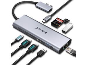 MacBook Pro Docking Station - 4K@60Hz Triple Display 9 in 2 Multiport Laptop Docking Station Compatible for MacBook Pro/Air Thunderbolt 3 (Dual HDMI 100W PD3.0 2USB SD/TF RJ45) MacBook Pro Docking Station - 4K@60Hz Triple Display 9 in 2 Multiport Laptop Docking Station Compatible for MacBook Pro/Air Thunderbolt 3 (Dual HDMI 100W PD3.0 2USB SD/TF RJ45)