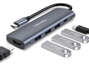 USB C Docking Station, VKUSRA 5-in-1 USB C Hub Adapter Dock with 4K USB C to HDMI, USB-C PD Charging Port, 3 USB 3.0 Ports for MacBook/Pro, Chromebook, and More USB C Docking Station, VKUSRA 5-in-1 USB C Hub Adapter Dock with 4K USB C to HDMI, USB-C PD Charging Port, 3 USB 3.0 Ports for MacBook/Pro, Chromebook, and More